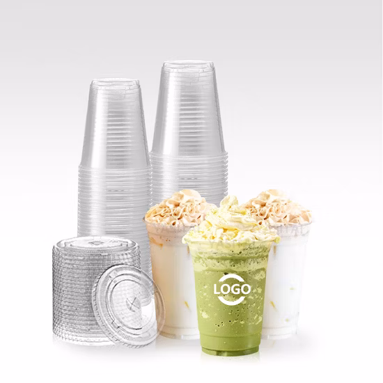 Eco 친절한 관례는 뚜껑을 가진 명확한 12, 16, 20, 24 32oz PP 애완 동물 투명한 처분할 수 있는 플라스틱 컵을 인쇄했습니다