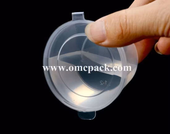 경첩이 달린 뚜껑이 달린 일회용 PP 소스 컵 플라스틱 용기 부분 용기